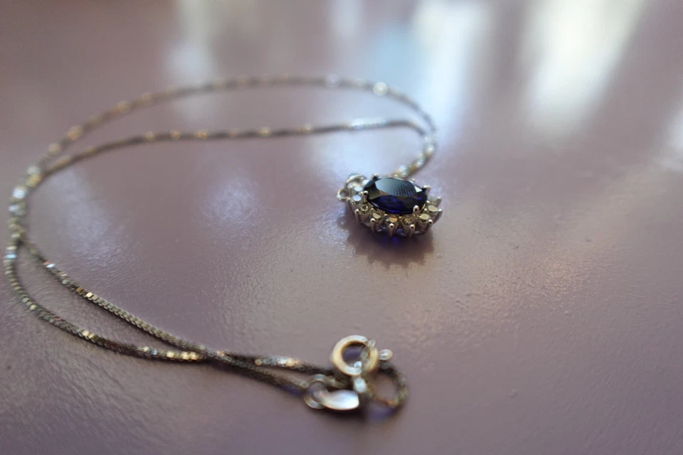 JewelryPalace Princess Sapphire Simulated 925 Sterling Silver Gemstone Necklace - Image 4 of 4