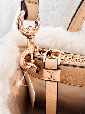 NWT Marc Jacobs Grind Faux Fur Trim Top Handle Tote Beige