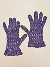 vintage 1940's navy blue crocheted gloves 6