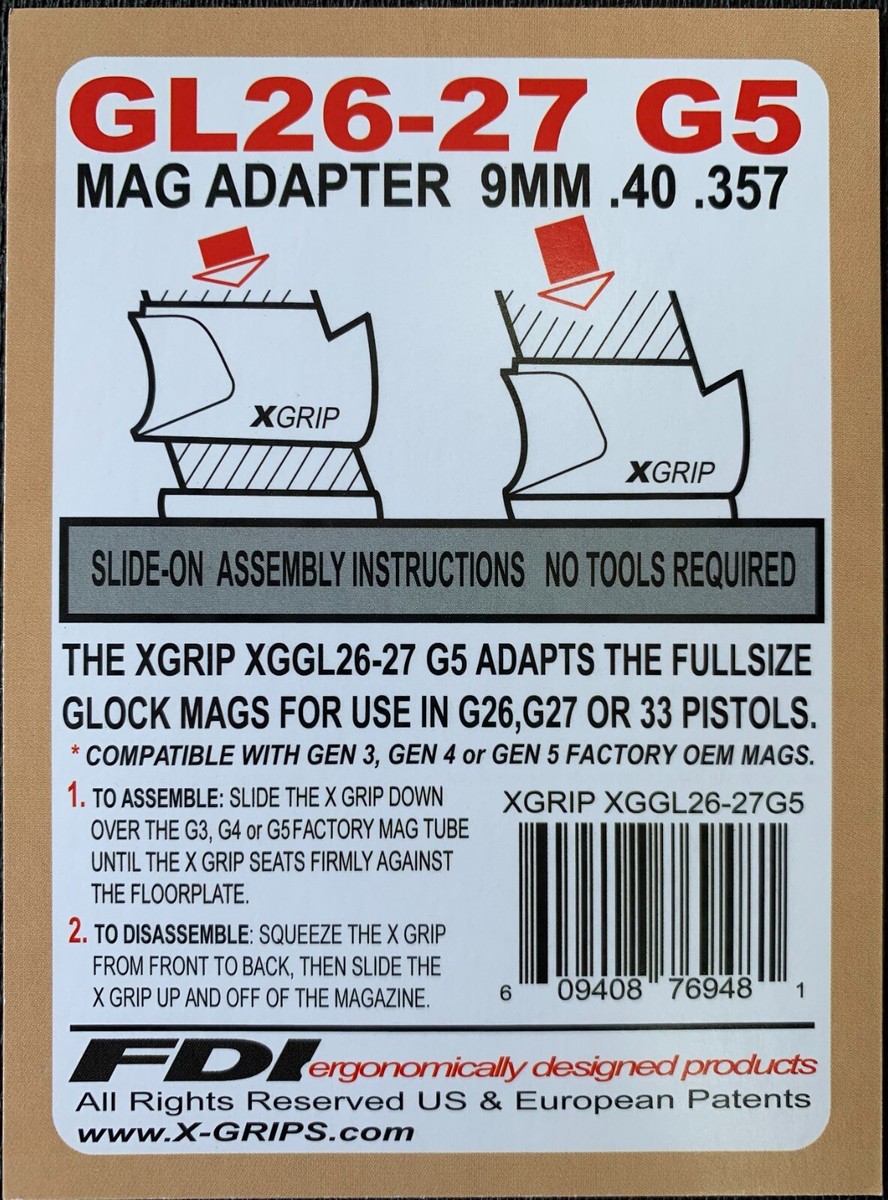 XGRIP Mag Spacer Adapter - Black (GL26-27-G5) for sale online | eBay