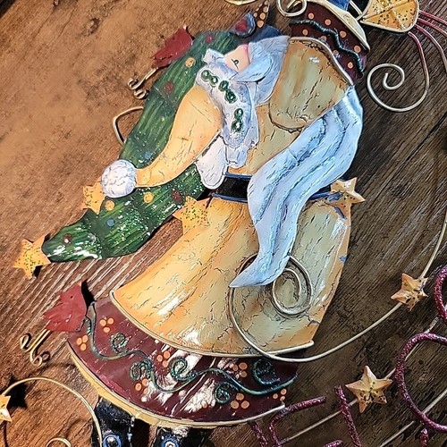 Santa Claus Welcome sign wall decor christmas tree World Robe Whimsical Tin 12" - Picture 4 of 13