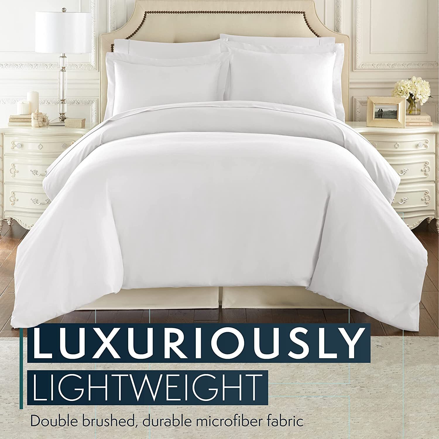 HC Collection Cream Queen Bed Skirt Dust Ruffle w/14" Drop Tailored