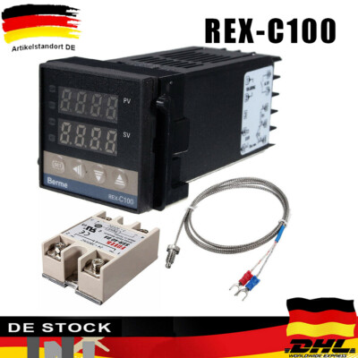 PID Temperaturregler Anzeige REX-C100 eingestellt+K Thermoelement 40A SSR DHL