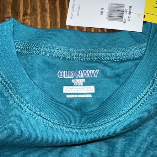 Old Navy Youth Size Small (6) Pajama Set - Teal/White Stripes - Picture 5 of 9