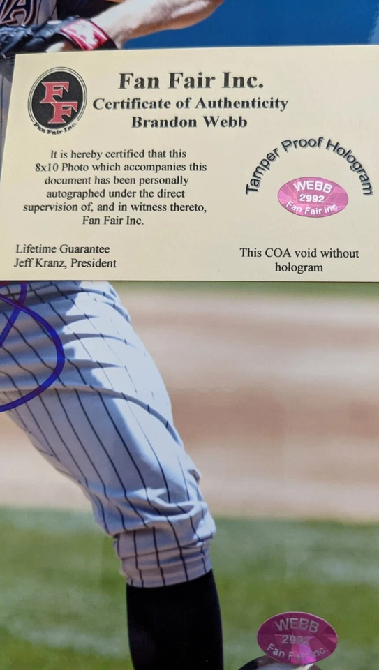 Foto firmada a color Brandon Webb 8x10 Foto 2 de 3