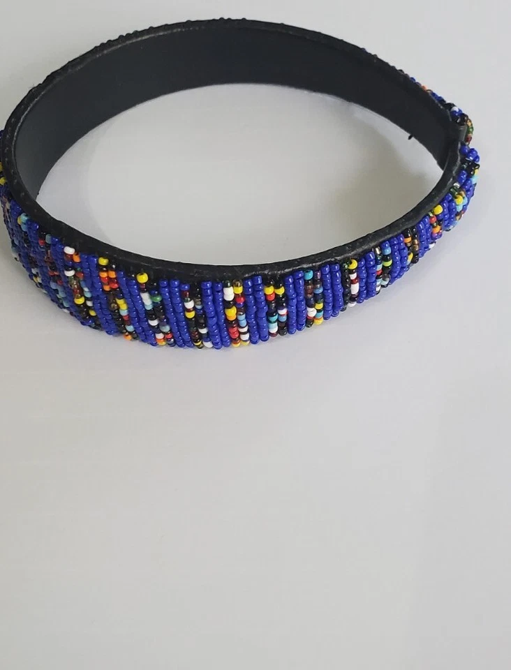 Handmade Seed Bead headband. Multicolor seed bead headband. Kenyan Headband. - Image 2 of 4