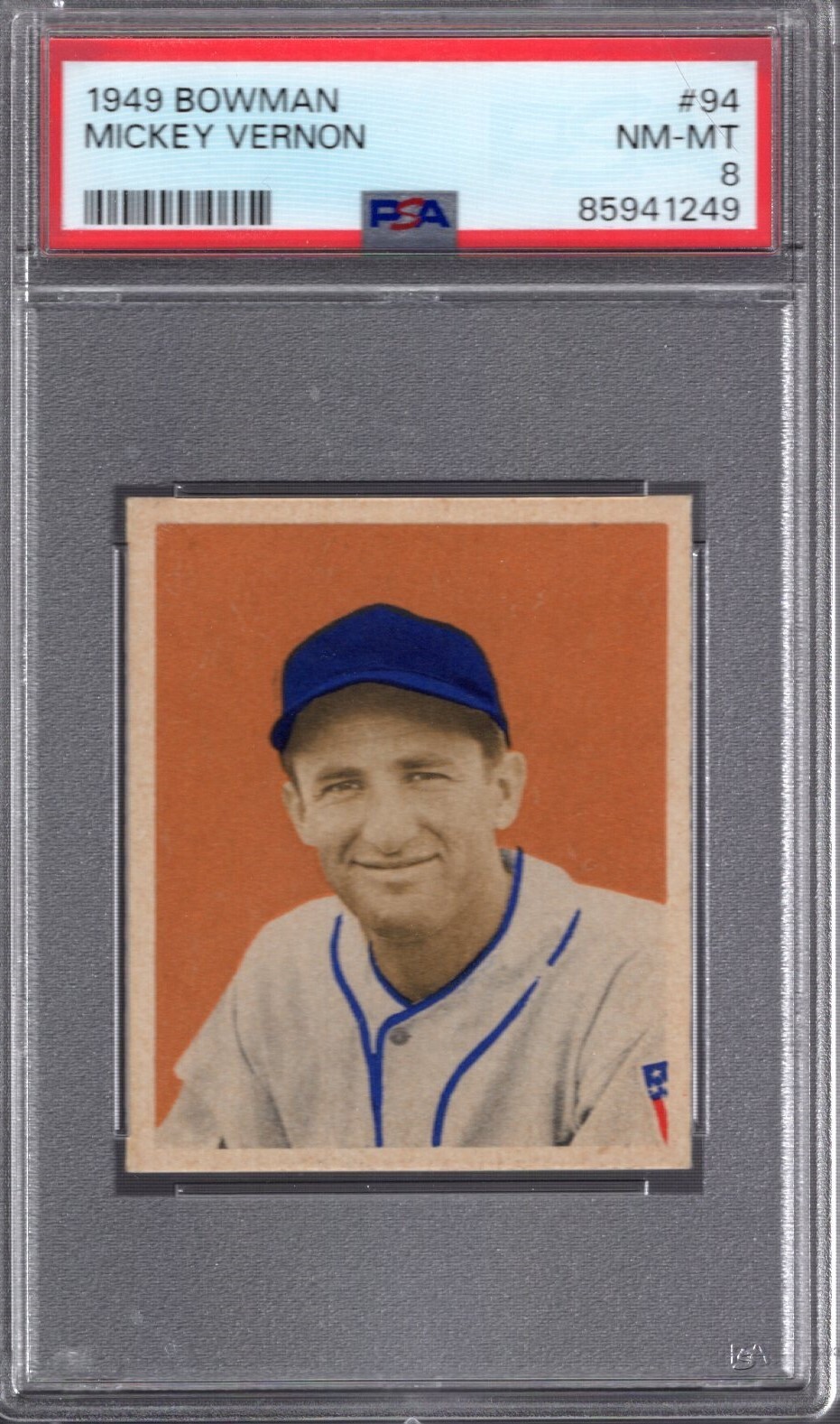 1949 Bowman #94 MICKEY VERNON (RC) PSA 8 NM/MT Cleveland INDIANS - CENTERED!