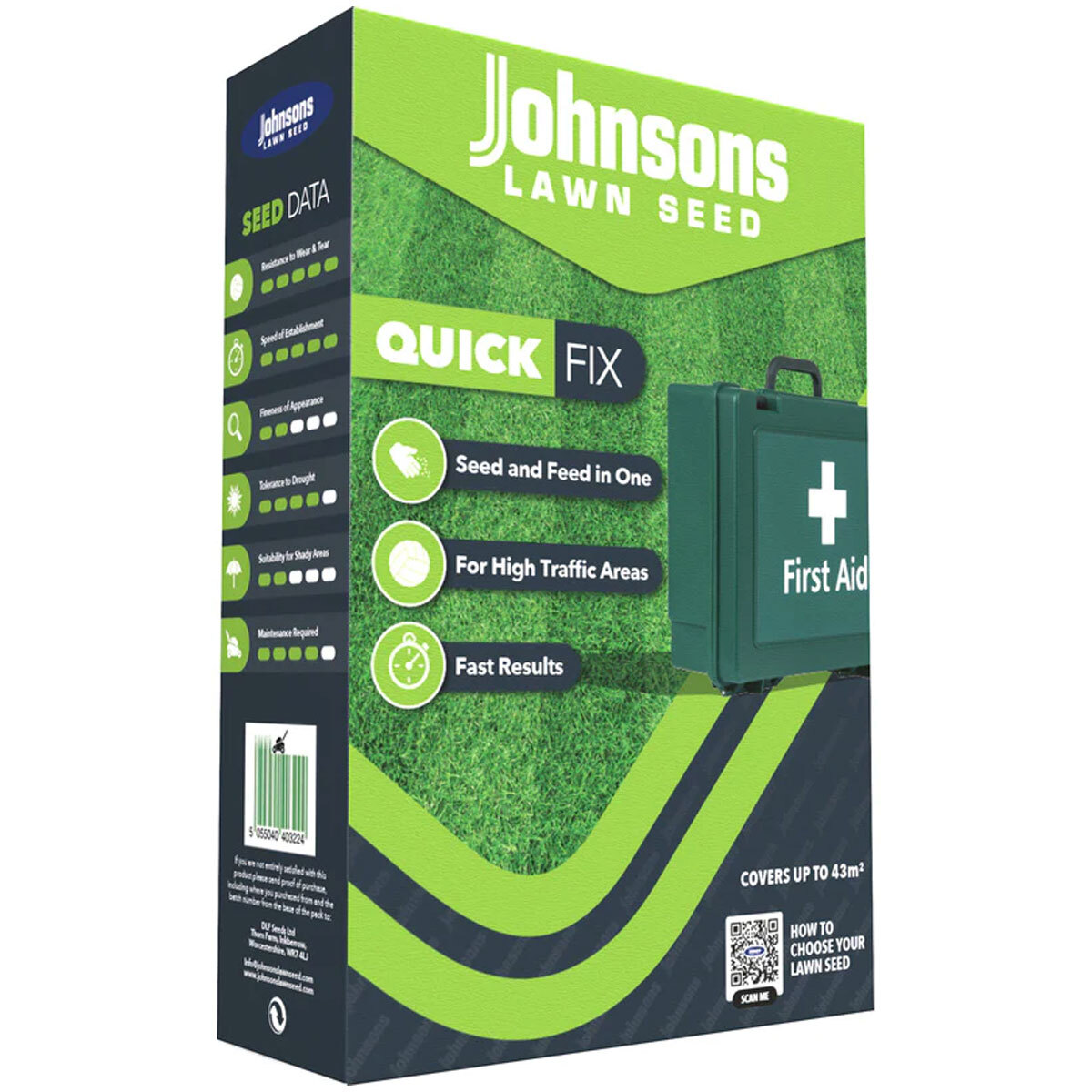 Johnsons High Quality Quick Fix Grass Seed - 1.5kg/42sqm Coverage