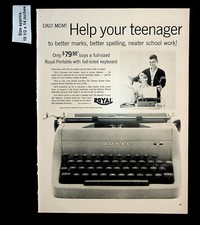 1955 Royal Portable Typewriter Teenager School Work Vintage Print Ad 33437 thumbnail