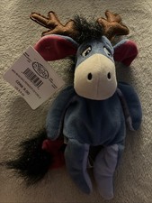 Disney Store Reindeer Eeyore Mini Bean Bag 9" Plush Vintage
