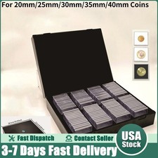 100Pcs Square Coins Capsules Storage Box W/ Inner Pads Collection Organizer US