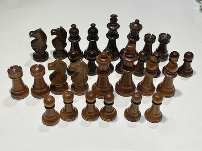 Vintage Wood Chess Pieces Set 5  King Weighted Felt Base Incomplete