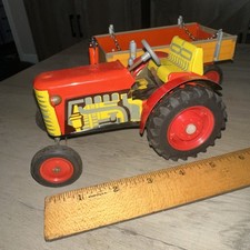Retro 1990's Tin Litho Toy ZETOR Tractor Trailer - Kovap, Czech Republic