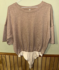 Wishlist Women s M Taupe Solid Short Sleeve Bodysuit One Piece Regular