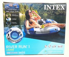 New Intex River Run 1 Lounge Blue White Inflatable Water Float Tube 53 Diameter