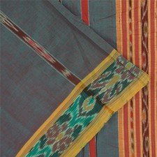 Sanskriti Vintage Sarees Ikat Handwoven Odisha 100 Pure Cotton Sari 5 Yd Fabric
