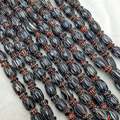 Vintage schwarz Chevron venezianischer Stil Multilayer Glasperlen Halskette C...