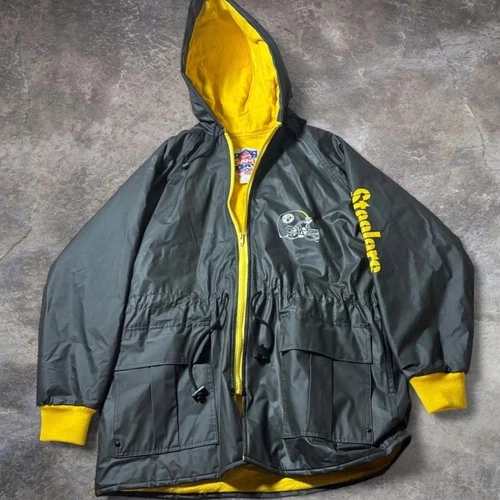 Gameday Raincoat Mens Black Yellow Medium Pittsburgh Steelers 90s Big Logo - product listing photo