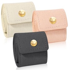 3Pcs Mini Travel Jewelry Bag, Leather Jewelry Organizer Foldable Pouch for Ne...