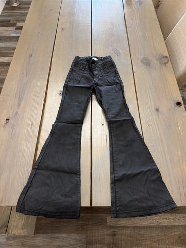 Modish Rebel Youth Size 7 Pleather Bell Bottom Pants Black