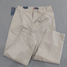 NWT Chaps Jackson Men's Relaxed Fit Double Pleat Cotton Twill Khaki Pants W34