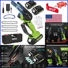 Cordless Mini Chainsaw 6 Inch - 800W Battery Powered with 2 Rechargeable Batt...