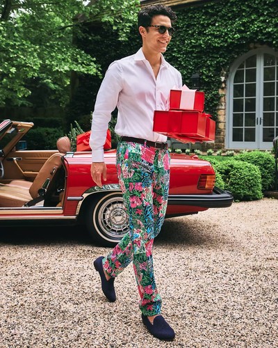 Lilly Pulitzer MEN'S STUFF MIZNER STRETCH PANTS 36 Multi Party Punch Patch NWT 