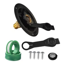 RV City Water Inlet with Check Valve, 3/4 NH Female to 1/2 NPT Male Black