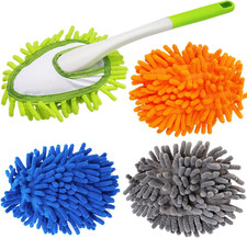 13 Inch Microfiber Feather Duster,With 4 Pcs Washable Duster Head, Car Duster, P