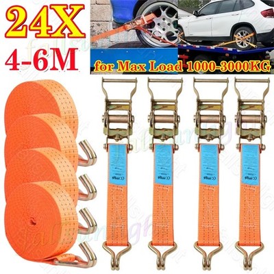 24x Spanngurte mit Ratsche und Haken 3000kg 6m Spanngurt Zurrgurte LKW TÜV GS DE