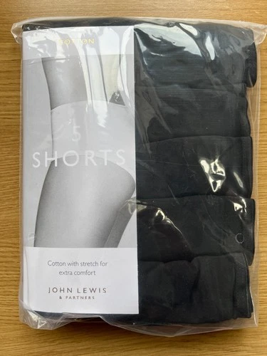 JOHN LEWIS PACK OF 5 BLACK COTTON WITH STRETCH BRIEFS