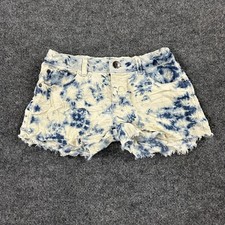 Mudd Denim Shorts Girls Size 14 Blue Tie Dye Raw Hem Ramie Cotton Casual