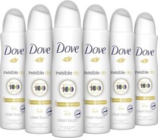 Dove Invisible Dry Antiperspirant Deo Spray for Women   Clean Touch, 150ml 6PK
