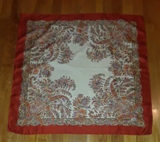 Liberty of London Rust Sienna Purple Paisley Floral 100% Silk Square Scarf 26"