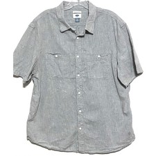 Old Navy Slim Fit Button Shirt Mens XL Linen Preppy Quiet Luxury Classic Pockets