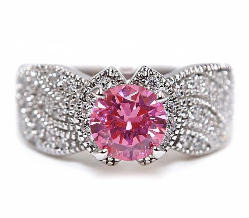 2CT Heat Treated Pink Topaz 925 Sterling Silver Ring Jewelry Sz 7