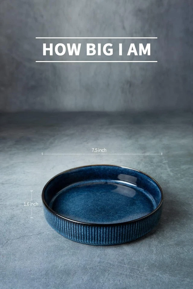 Juego de tazones para pasta de 7,5", juego de 4 ensaladeras, doble esmalte reactivo, apilable Foto 4 de 4