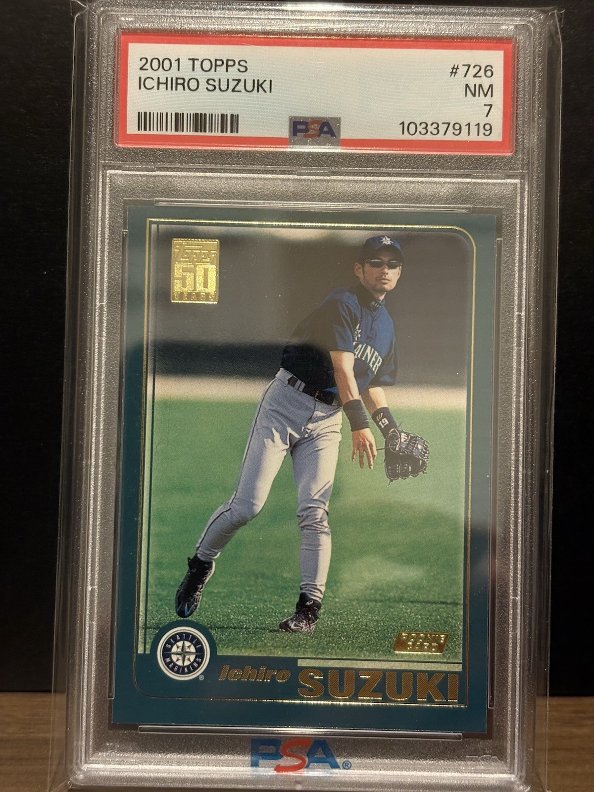 2001 Topps - Ichiro Suzuki #726 (RC) Rookie Card PSA 7 NM view 1