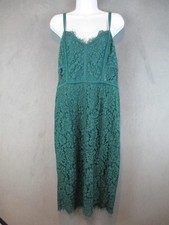 Express Dress Womens 12 Green Lace Midi Spaghetti Strap Party Cocktail Sheath