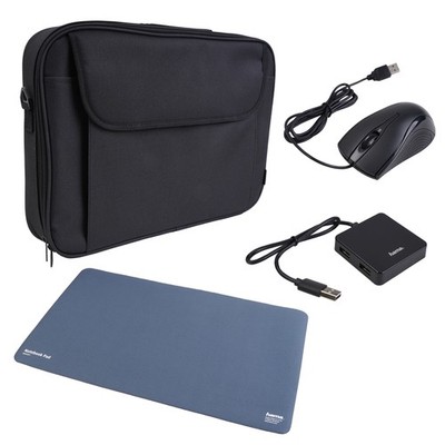 Hama Set Notebook-Tasche + Maus + USB Hub + Mouse Pad Tuch 15'' 15,4'' 15,6'' Zoll
