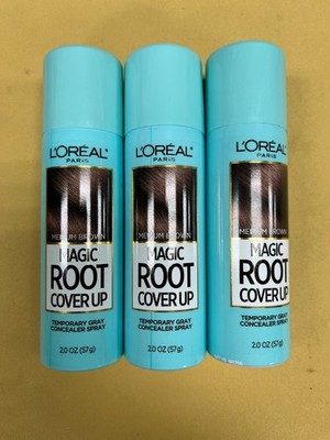 3 New L'Oreal Paris Magic Root Cover Spray Medium Brown - 2oz Each Can