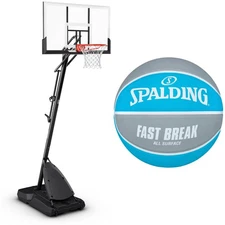Spalding 54" Portable Basketball System, Adjustable Hoop and Basketball