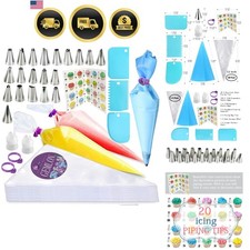 Piping Bags and Tips Set, 100PCS 12 Inch Disposable Pastry Bags with Tips Cup...