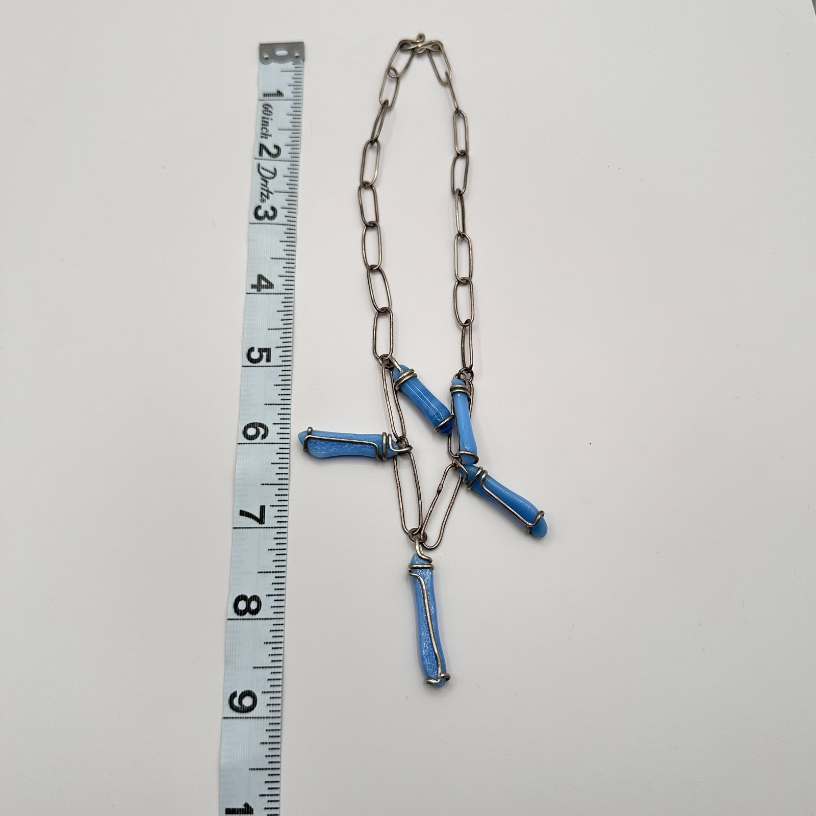 Vintage 90s Rectangle Link Chain Statement Neckla… - image 8