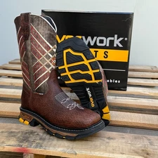 MEN'S  WORK BOOTS SHOULDER BROWN DURABLE SOLE SQUARE TOE FULL GRAIN LEATHER BOTA