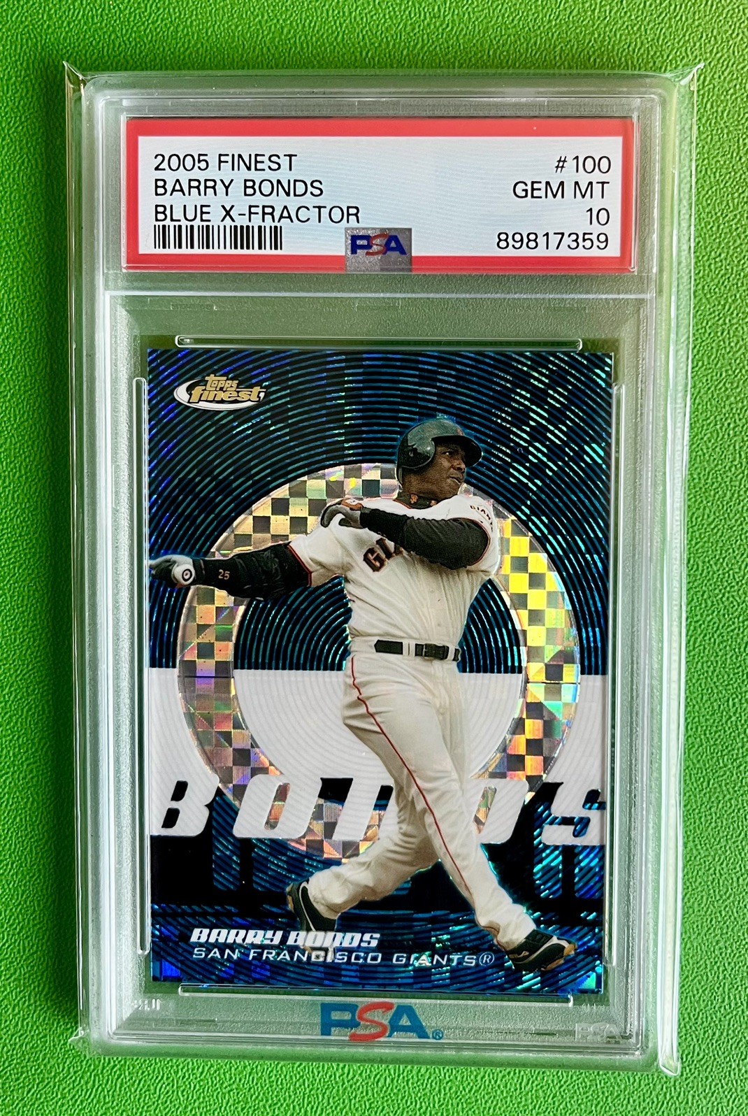 Barry Bonds 2005 Finest Blue X-Fractor 87/150 #100 PSA 10 San Francisco Giants