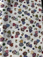 RARE VTG Holly Hobbie Like Fabric Designed by “Little Quilts” 1 Yd 3” X 44” Wide
