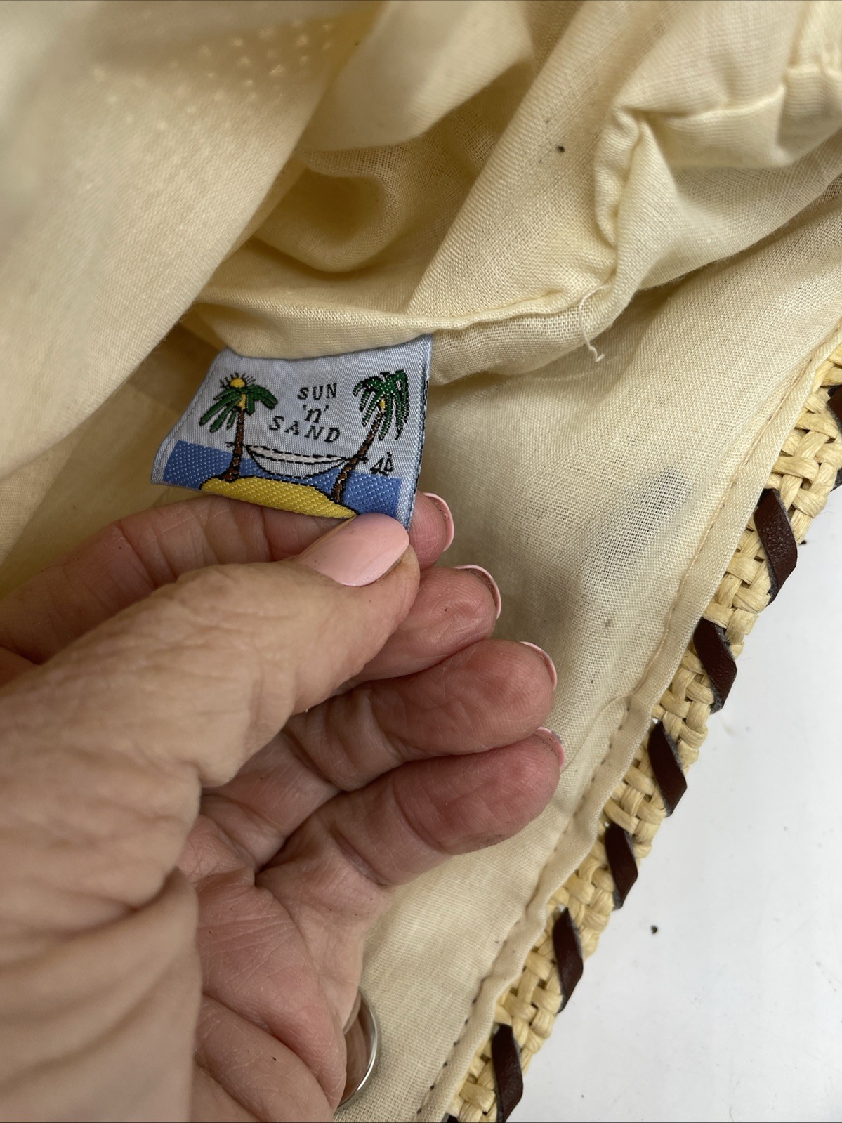 Sun N Sand Beach Tote With Wallet Straw Basket Weave Snap Bag 14” By 11” READ