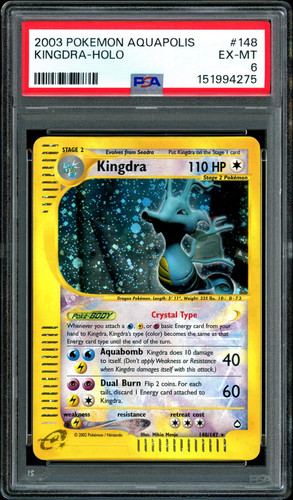 2003 Pokemon Kingdra Crystal Holo Aquapolis 148/147 PSA 6 SWIRL New Cert