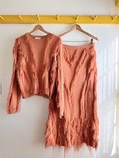 ULLA JOHNSON  Aubree Knit Pullover sweater top fringe $650 + Astrid Skirt $750 M